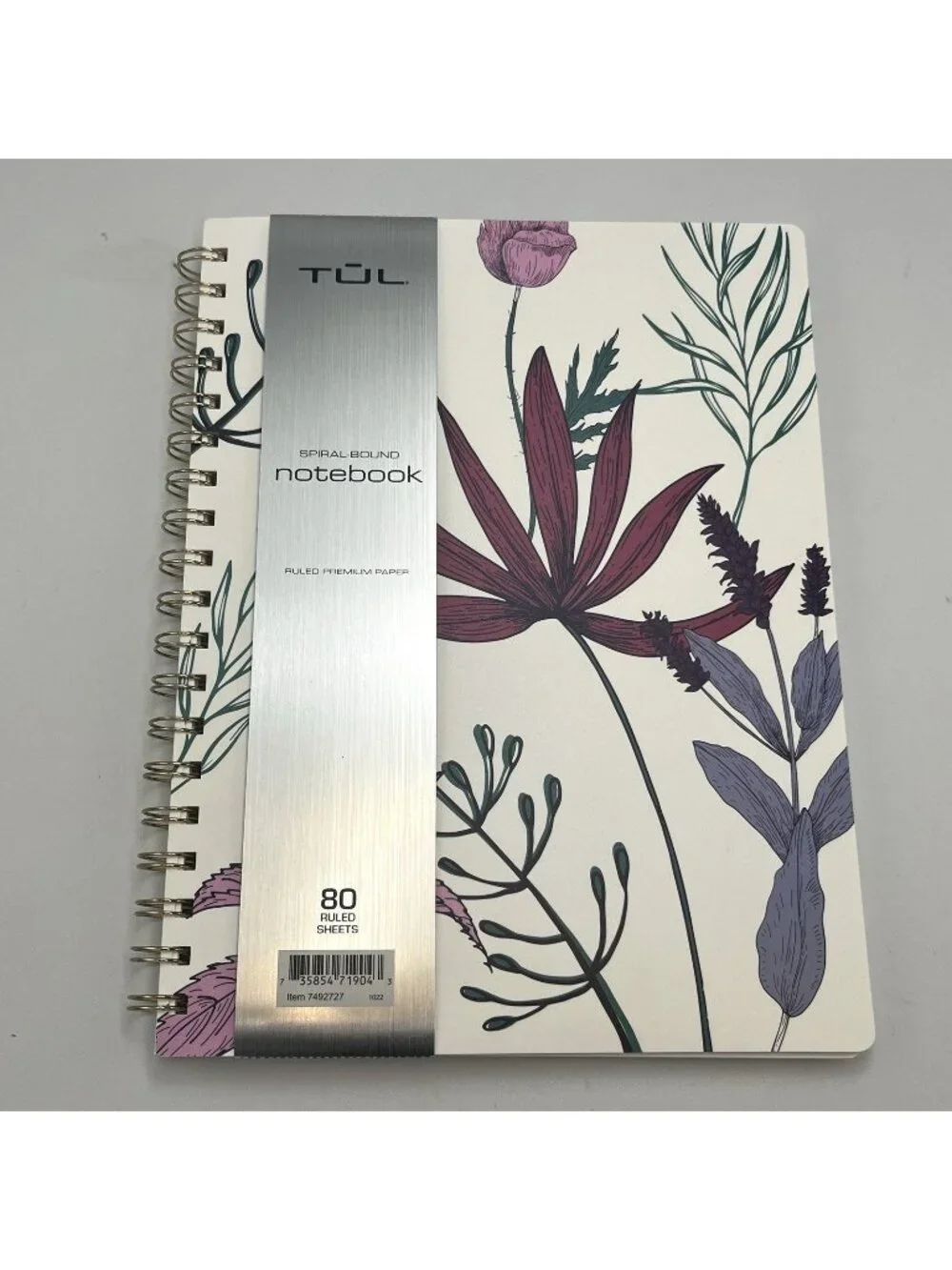 TUL Spiral Bound Notebook Floral Cover Ruled Premium Paper 80 Sheets Journal